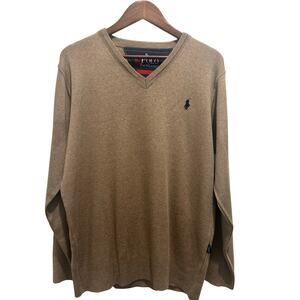 POLO RALPH LAUREN Men’s Cotton V Neck Sweater Camel Size XL Preppy